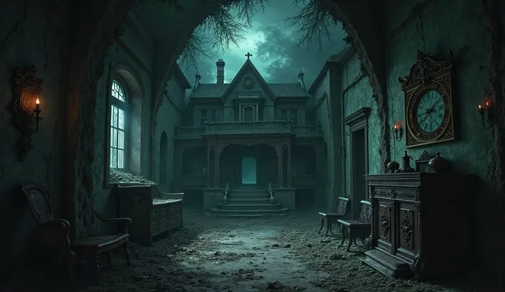 Interior of a Mysterious House, Poseida Macabra, sinister,  terrifying ,creepy