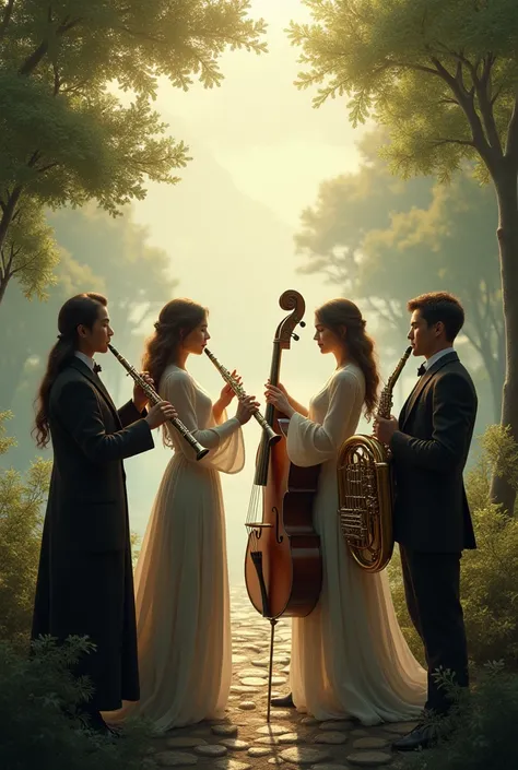 Create the same pictures for me only with wind instruments
