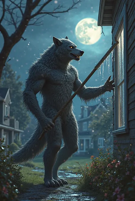 Werewolf cleaning windows