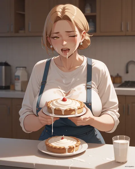 She loves the hot milk he makes , Her mother also loves the hot milk he makes , They used his milk to make a cream pie
, clothed