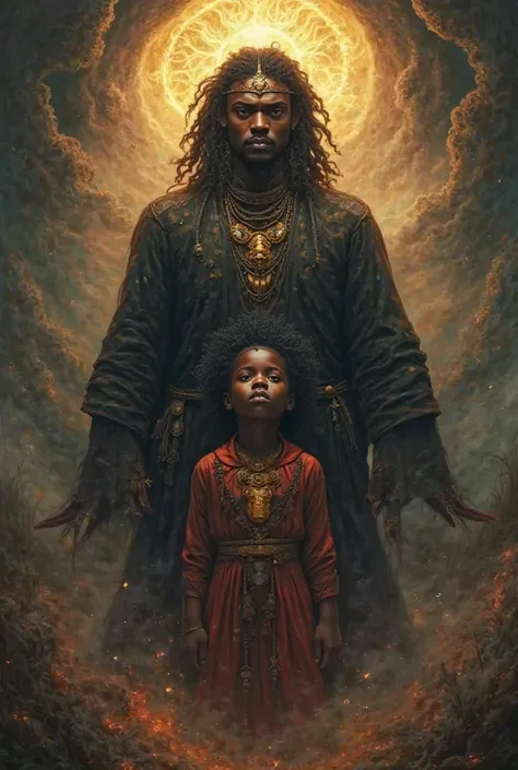 A black woman with a mojo black man and a black boy