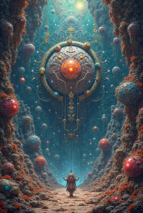 (a world composed of furry symbols), a mysterious magical world, an incongruous and terrifying world, cluttered arrangements, ps...
