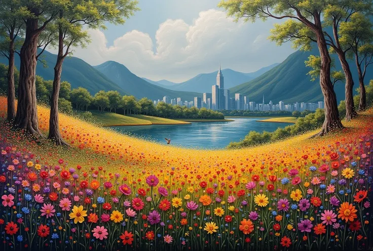 generate colorful art use oil painting