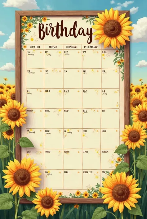 Using a sunflowers thing make birthday chart for all the month give there space to write each name mention month name too