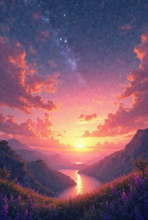 sunset sky star beautiful Scenery
