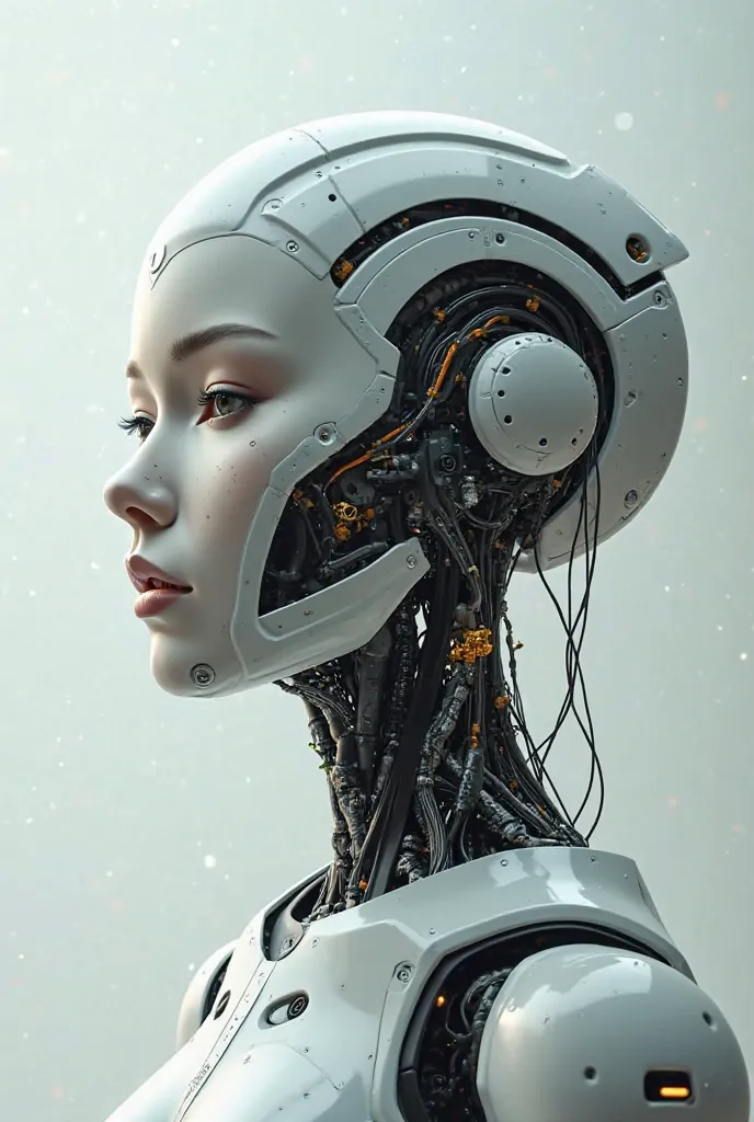 Create the face of a robot that looks robotic looking from the side