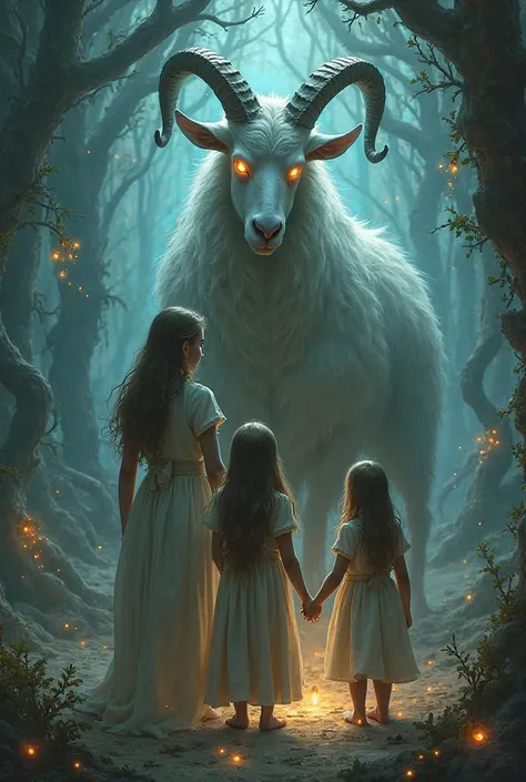 Chèvre avec femme et deux enfants dark