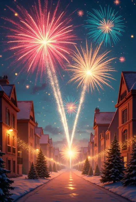 fireworks, champagne splashes, christmas decorations, make a pattern