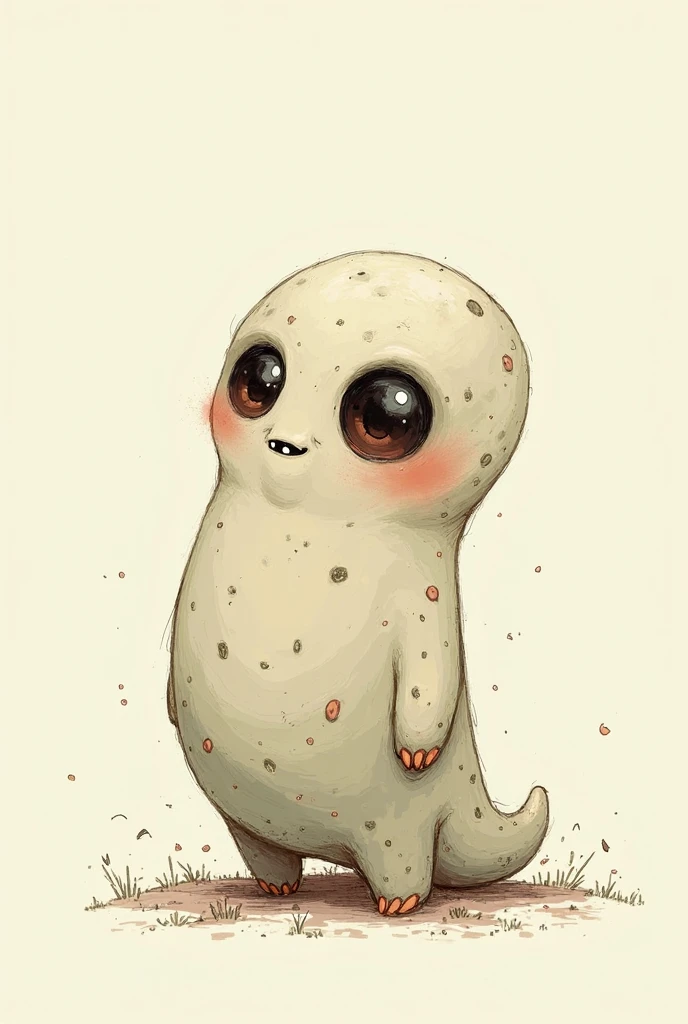 cute alien monster, not human-like, strange shape, more than 2 eyes, very simple drawing, 2D drawn