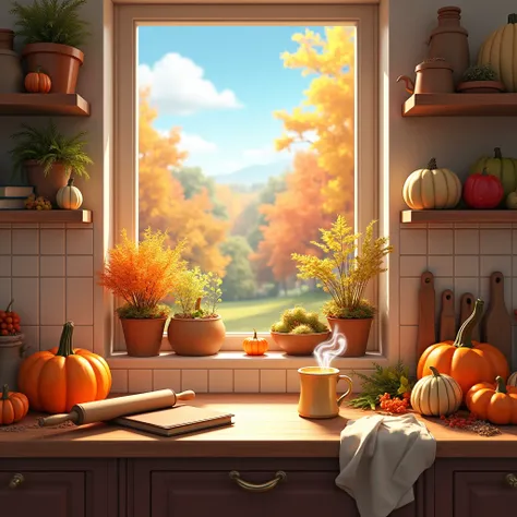 image of a kitchen countertop with autumn vibe