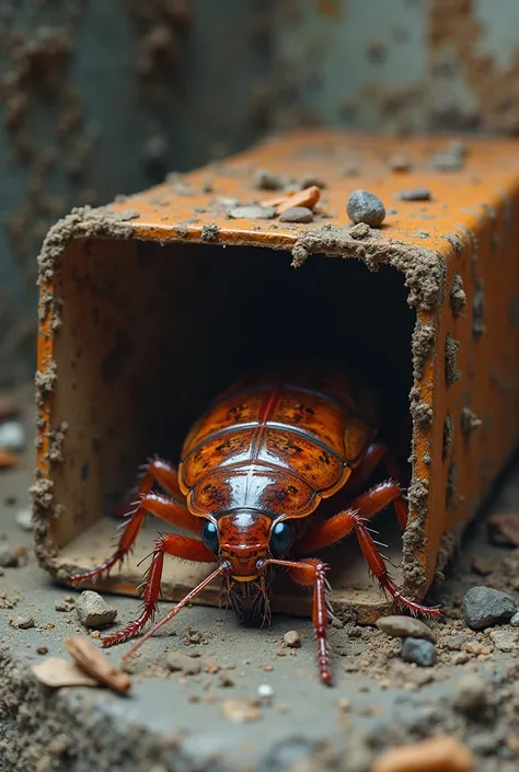 A cockroach lives in a shoebox.