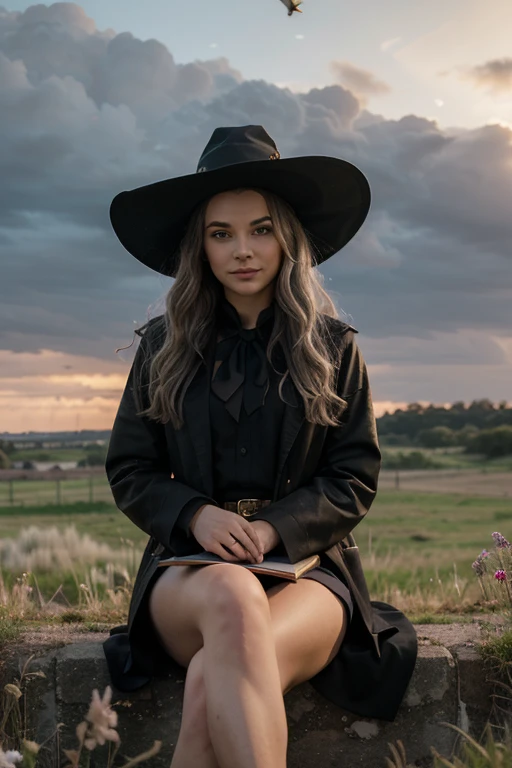 Character Description: A young girl with long, wavy silver hair, with the ends slightly curled inward. Her eyes are a bright pur...