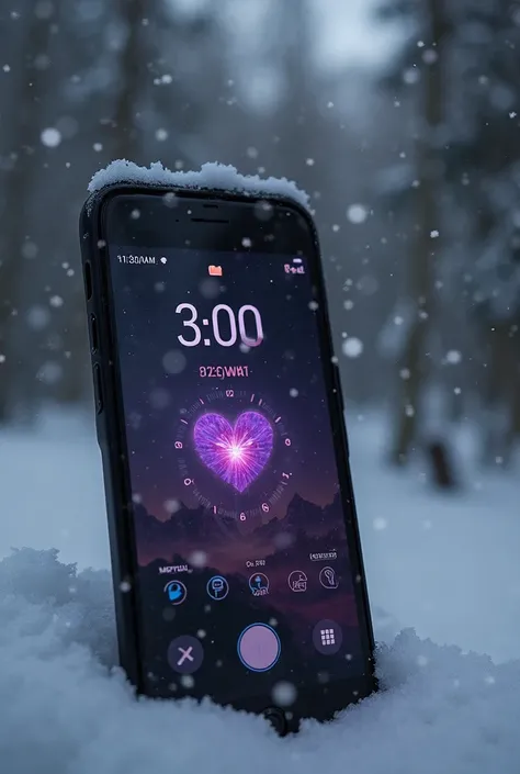 Make me a digital clock by dialing 3:00AM that contains the following characteristics: It must be in the middle of the snow with...