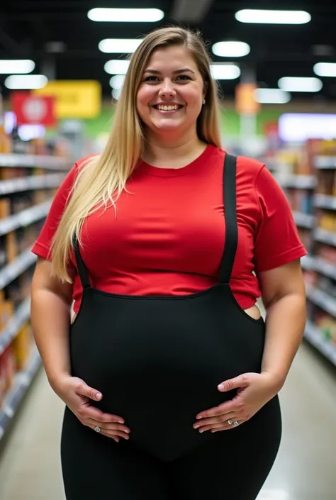 REWE seller in black leggings, Show me the beer rack , big ass, fetters on, wide hips,blonde, small belly, emphasis on the but...