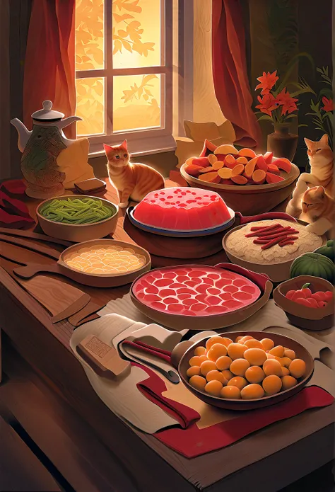 In a warm, inviting kitchen, the golden hues of the setting sun cast a soft glow across the space. At the center of it all sits ...