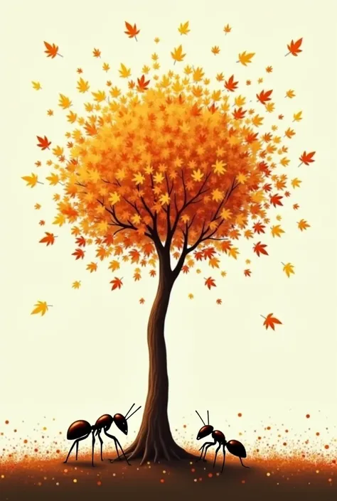 Create an image Ants working small
Small migrating birds
It is a tree with a crown full of leaves and another without the leav...