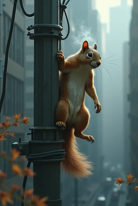 Squirrel Electrocuted on a Light Pole