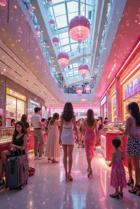 Cosmetic product launch with cosmetic stalls at mall