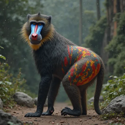 Creer une image realiste d'un babouin qui montre ses fesses
Écrit FRT sur les fesses