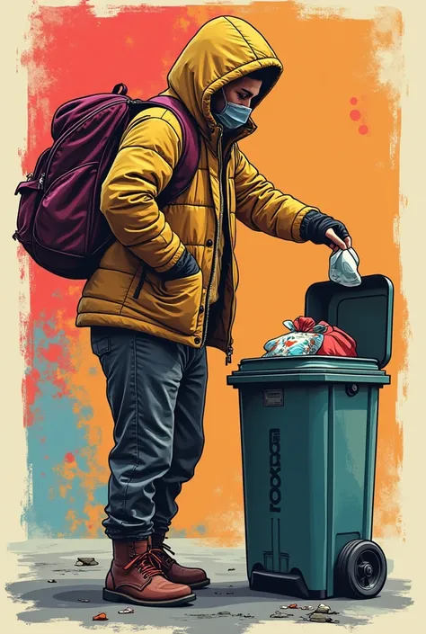 Je voudrais une affiche qui me rappelle le fait de sortir les poubelles de style street art et coloré. Mais ça doit rester joli....