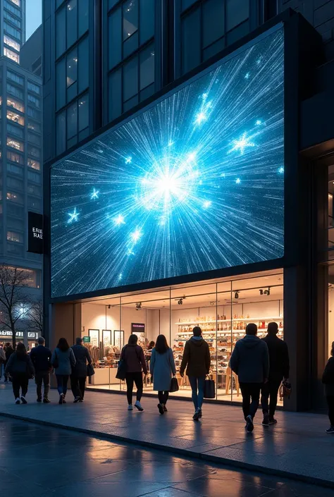 a store with an interactive screen