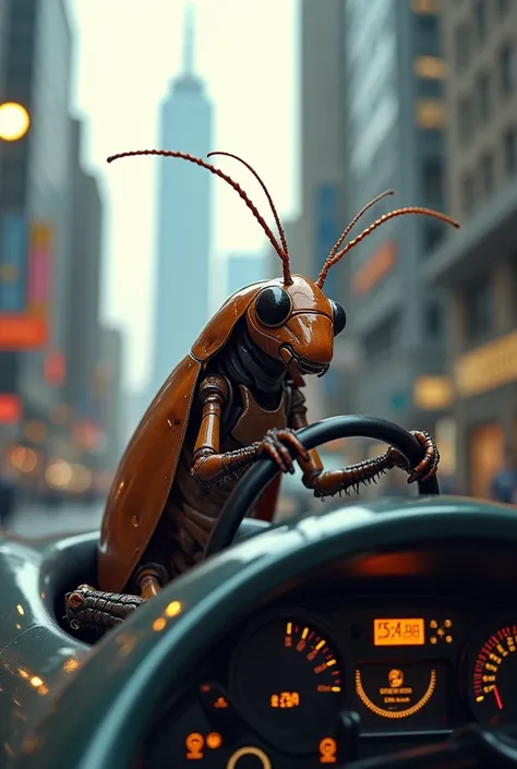 Make a cockroach driving an electric car