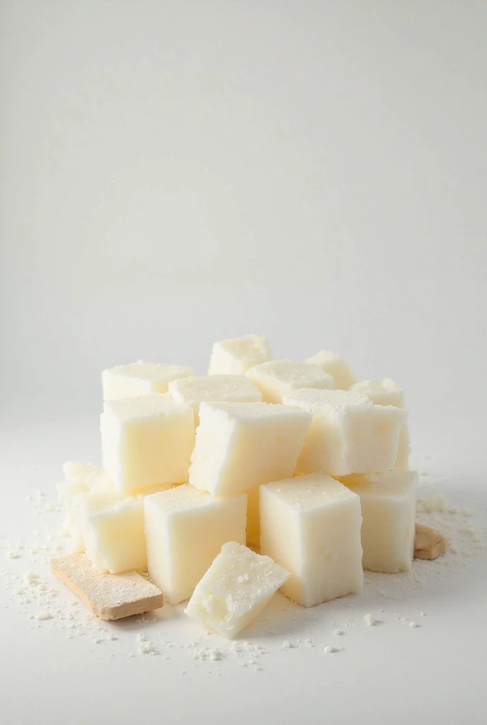 A soap being cut into several pieces
