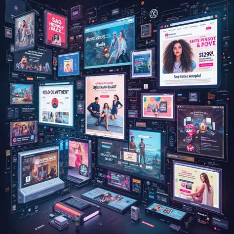 Create a photo of advertisements on the internet