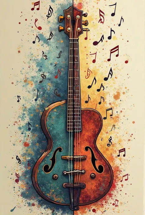 I want a design that combines the Najaf Kufiya and Western music in any way with musical notes. I want it to be separated on two...