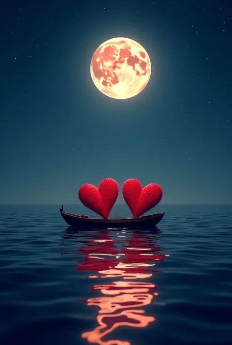 for lovers will be in the form of two hearts above the ship. The sea is the night and the moon. The sky above them illuminates. ...