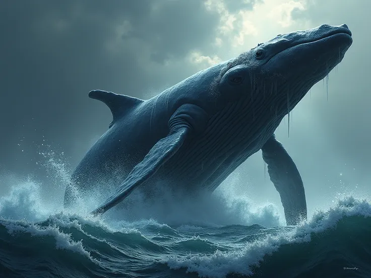 An illustration for tattoo. A frase "At one time a whale appears". Get inspired by the phrase in question.