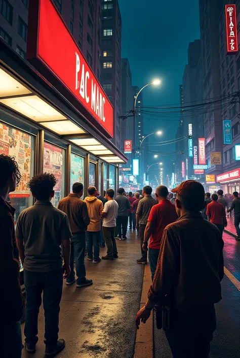 Create an image of a bus stop at night in São Paulo , This parade has some drunk people at the bus stop and some beggars lying n...