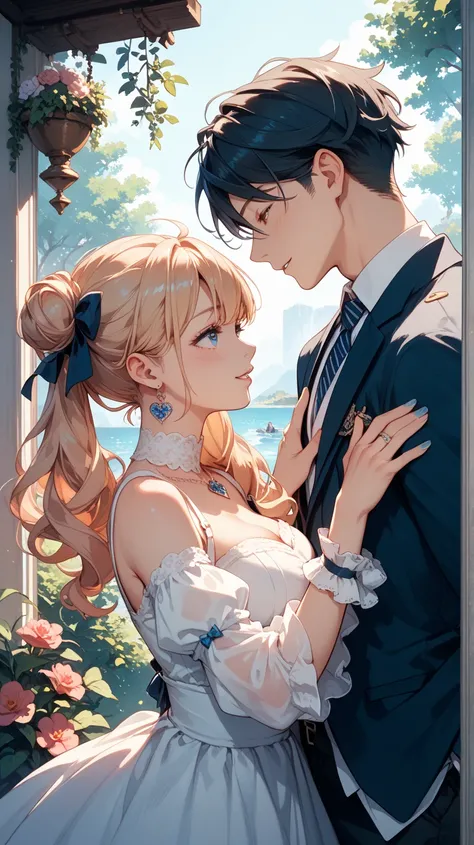 couple anime style smiles