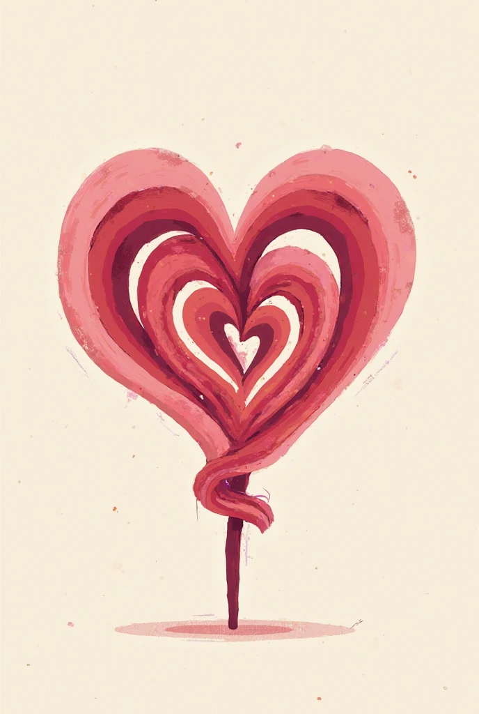 A cartoon heart ; intertwined and that thing goes around and in the end it ends with a stick
