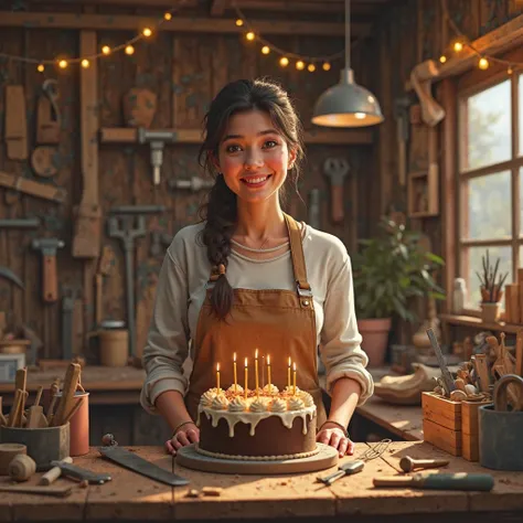 birthday invitation for a female carpenter who turns 48. Is Saturday, April 12th celebrated