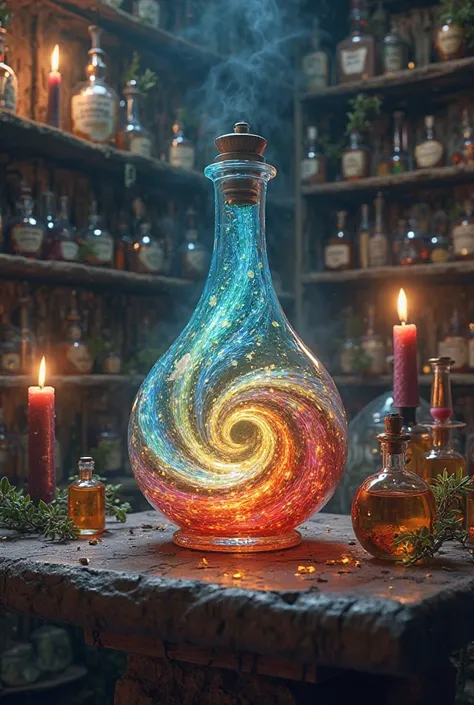 Magic fantasy potion of hypersensitivity, without humans, in potion shop