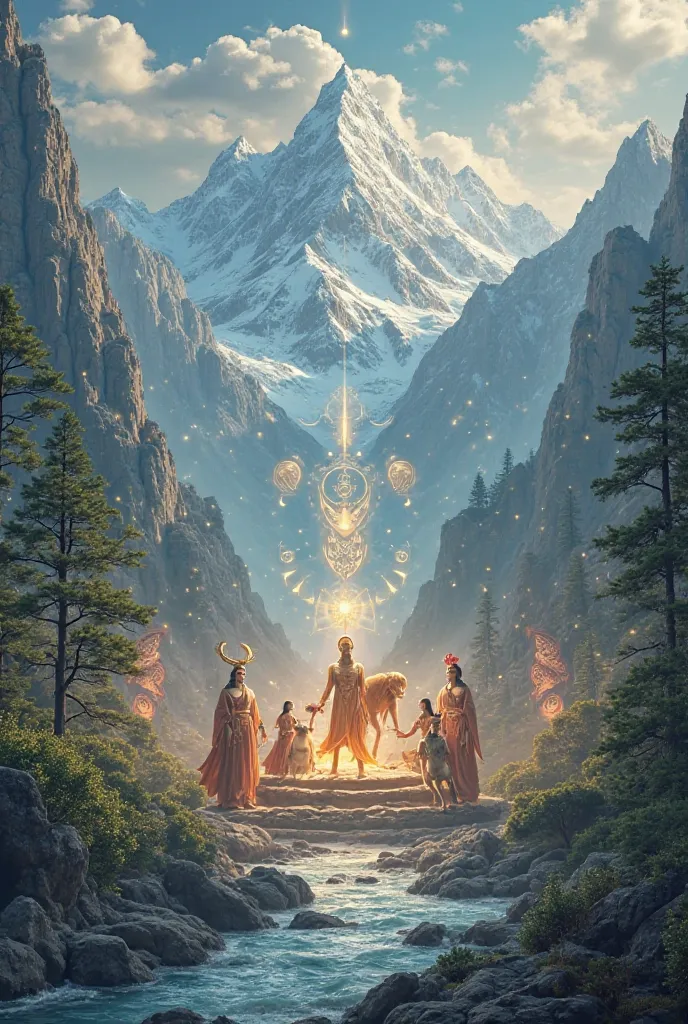 A cool wallpaper where the animals and gods of the zodiac gather in the mountains