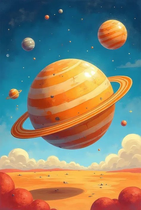 Draw a gouache drawing on the theme “My Planet”, so that this drawing can be drawn by ren aged 6-7, without inscriptions and so ...