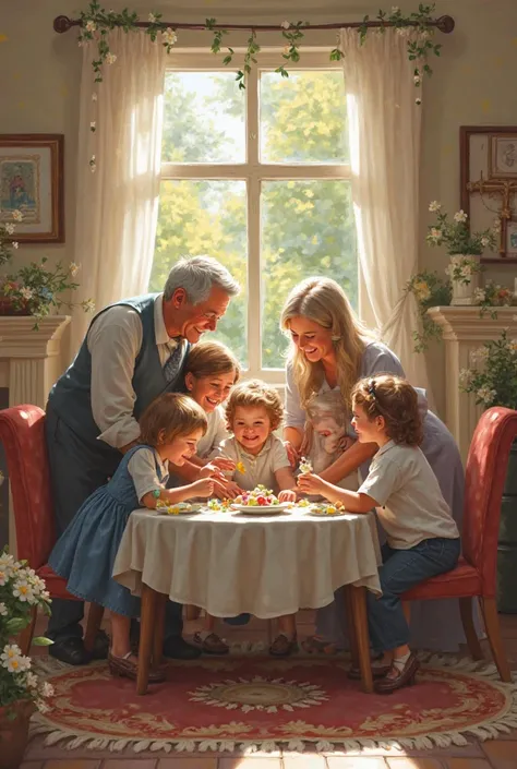 Reunited family celebrating Easter