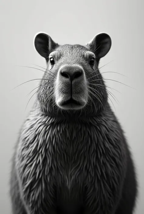 Photo of capybara sitting face to face in black and white