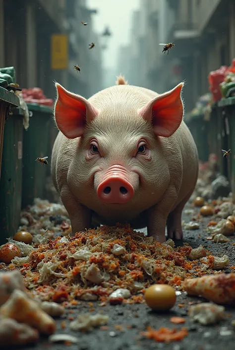pig eat garbage