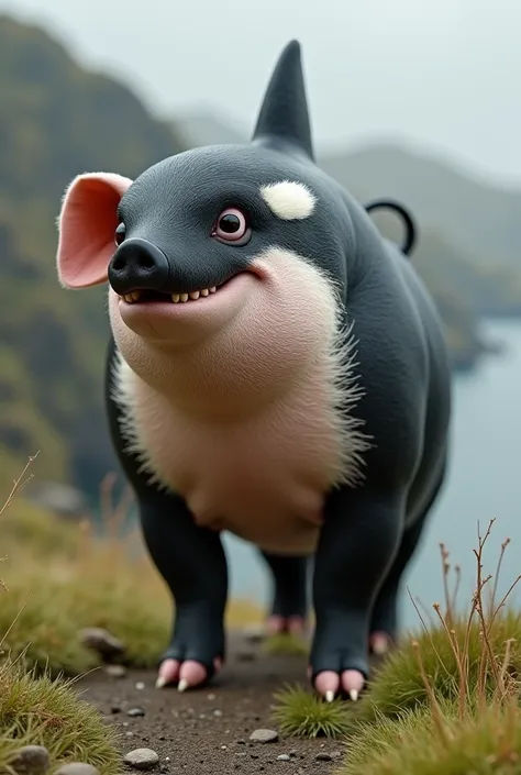 A pig with an orca's head