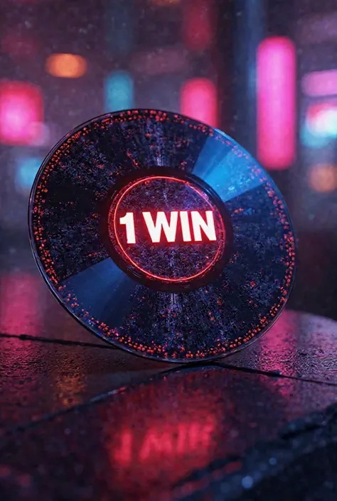 Create a CD written on top of a radio station written 1win and 1win token , Looking like a club