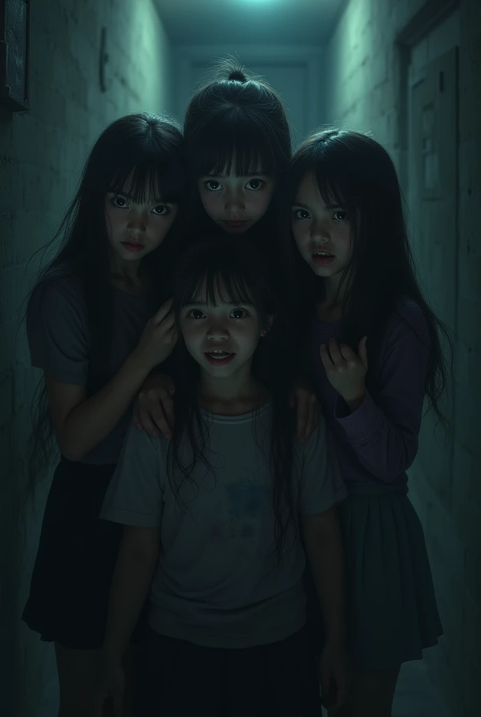 A group of girl’s fearing from someone