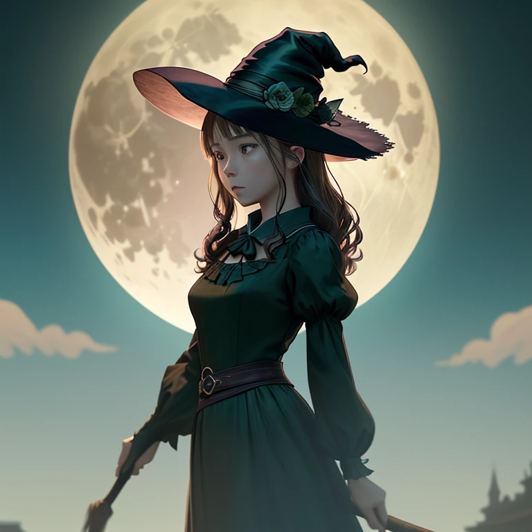 Translucent Illustration 、 anime style illustration 、 Little Silhouette in the Distance 、 Small Silhouette of a Witch ...