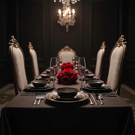 long view ultraHD hyper-realistic extremely cinematic very detailed lux intimate low lit gloomy room in the background is a l...