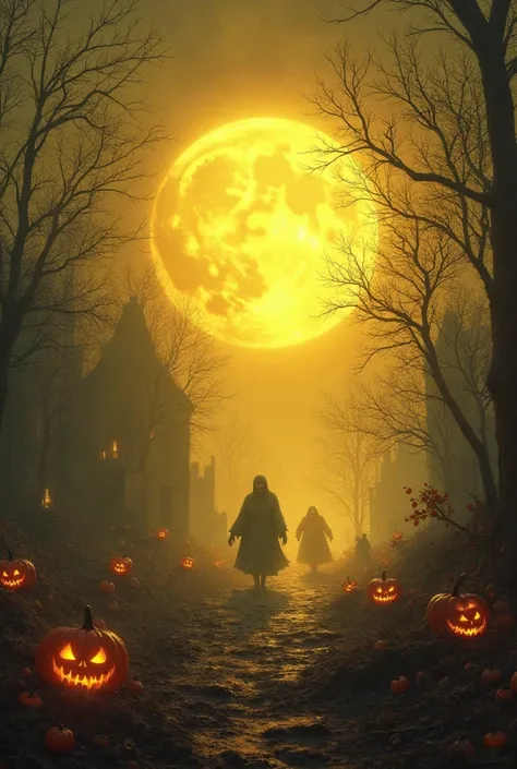 Halloween night yellow light color