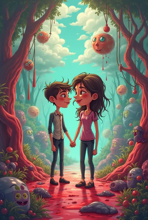 Fait moi une photo corda pas réaliste gore animé pour couple qui fait pas peur