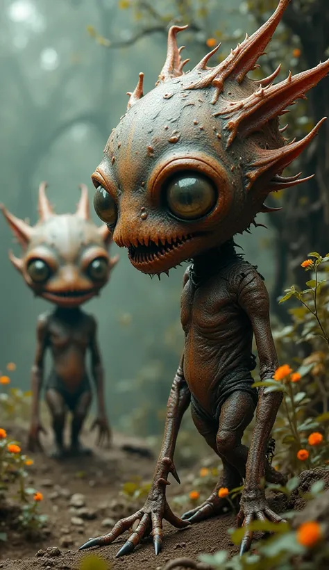 Think of、Think about strange but very creepy and cute creatures 8K high resolution,
