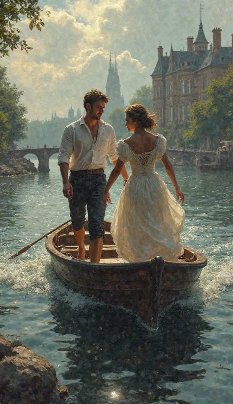 Book cover of "Her Last Chance" This picture shows two lovers boarding a boat to escape from her parents so that the girl would ...
